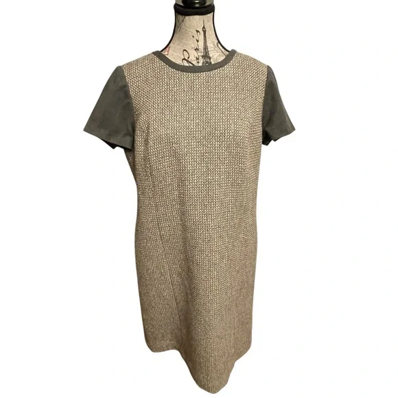Talbots Gray and Tan Short Sleeve Tweed Dress - Picture 2 of 9